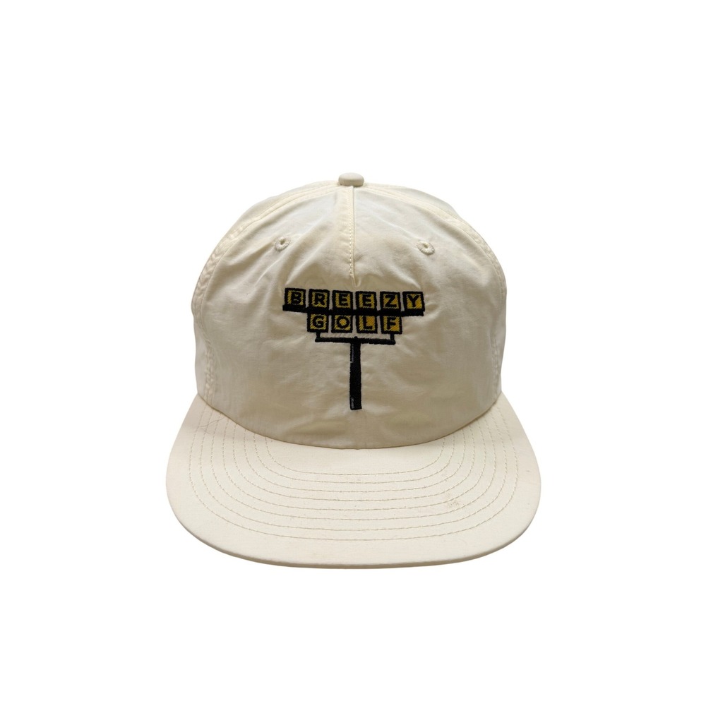 Breezy Golf Snapback Hat Mens Cream Nylon Embroidered Logo OSFM